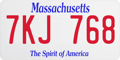 MA license plate 7KJ768