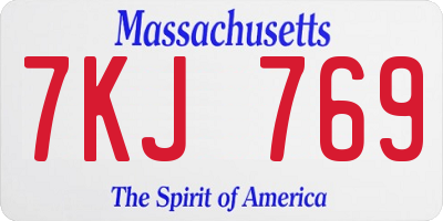 MA license plate 7KJ769