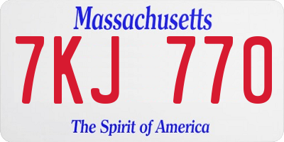 MA license plate 7KJ770