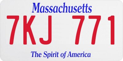 MA license plate 7KJ771