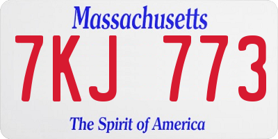 MA license plate 7KJ773