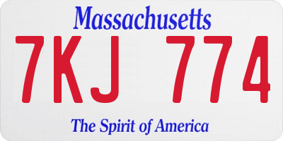 MA license plate 7KJ774