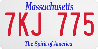MA license plate 7KJ775