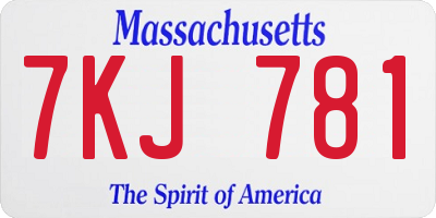 MA license plate 7KJ781