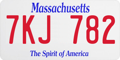 MA license plate 7KJ782
