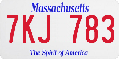 MA license plate 7KJ783