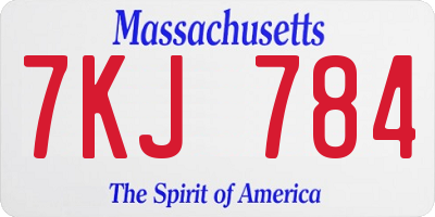 MA license plate 7KJ784