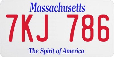 MA license plate 7KJ786