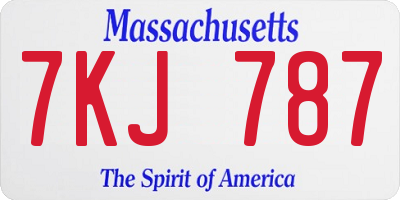 MA license plate 7KJ787