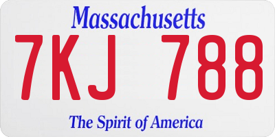 MA license plate 7KJ788