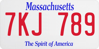 MA license plate 7KJ789