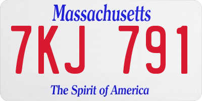 MA license plate 7KJ791