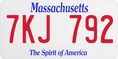 MA license plate 7KJ792