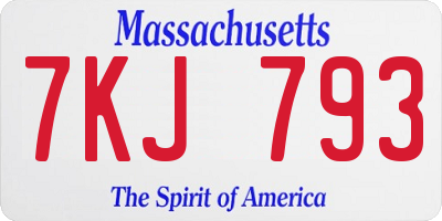 MA license plate 7KJ793