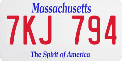 MA license plate 7KJ794
