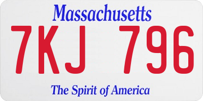 MA license plate 7KJ796