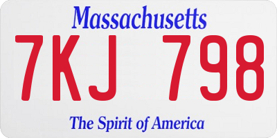 MA license plate 7KJ798