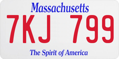 MA license plate 7KJ799