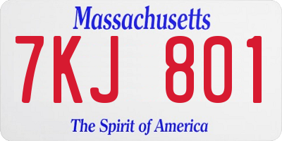 MA license plate 7KJ801