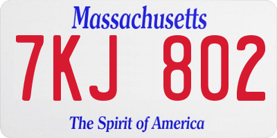 MA license plate 7KJ802