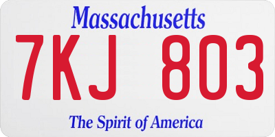 MA license plate 7KJ803