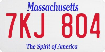 MA license plate 7KJ804