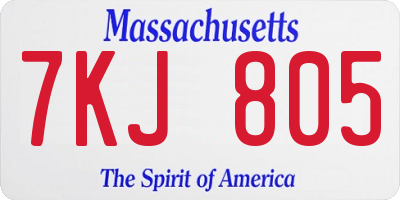 MA license plate 7KJ805