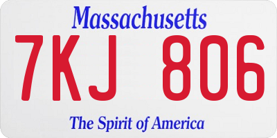 MA license plate 7KJ806