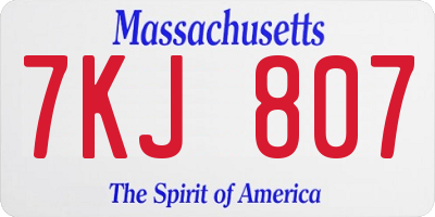 MA license plate 7KJ807