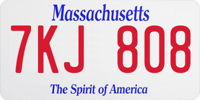 MA license plate 7KJ808