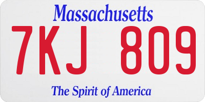 MA license plate 7KJ809