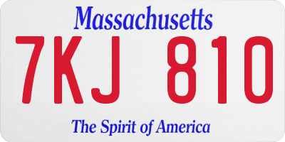 MA license plate 7KJ810