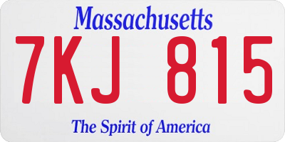 MA license plate 7KJ815