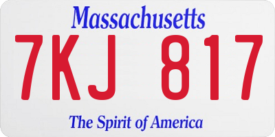 MA license plate 7KJ817