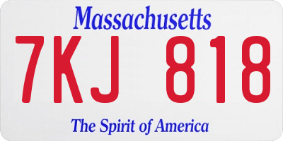 MA license plate 7KJ818