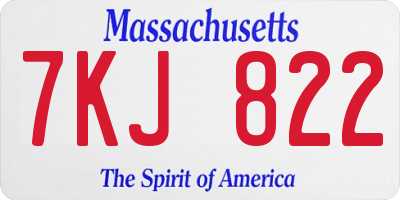 MA license plate 7KJ822