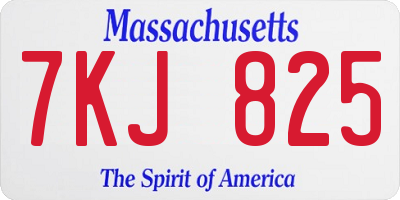 MA license plate 7KJ825