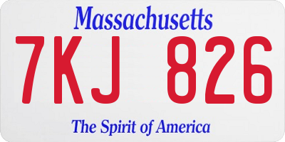 MA license plate 7KJ826