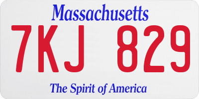 MA license plate 7KJ829