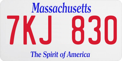 MA license plate 7KJ830