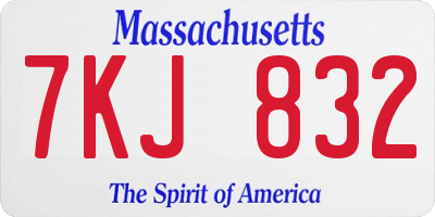 MA license plate 7KJ832