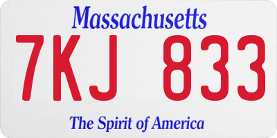 MA license plate 7KJ833