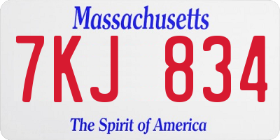 MA license plate 7KJ834
