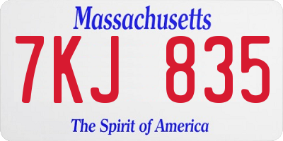 MA license plate 7KJ835