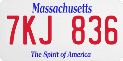 MA license plate 7KJ836