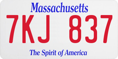 MA license plate 7KJ837