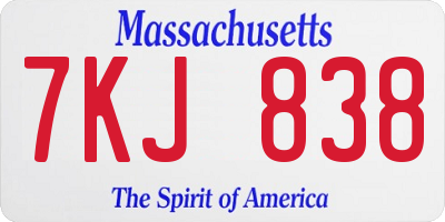MA license plate 7KJ838