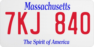 MA license plate 7KJ840