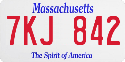 MA license plate 7KJ842