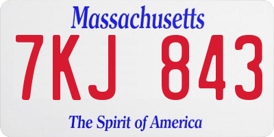MA license plate 7KJ843